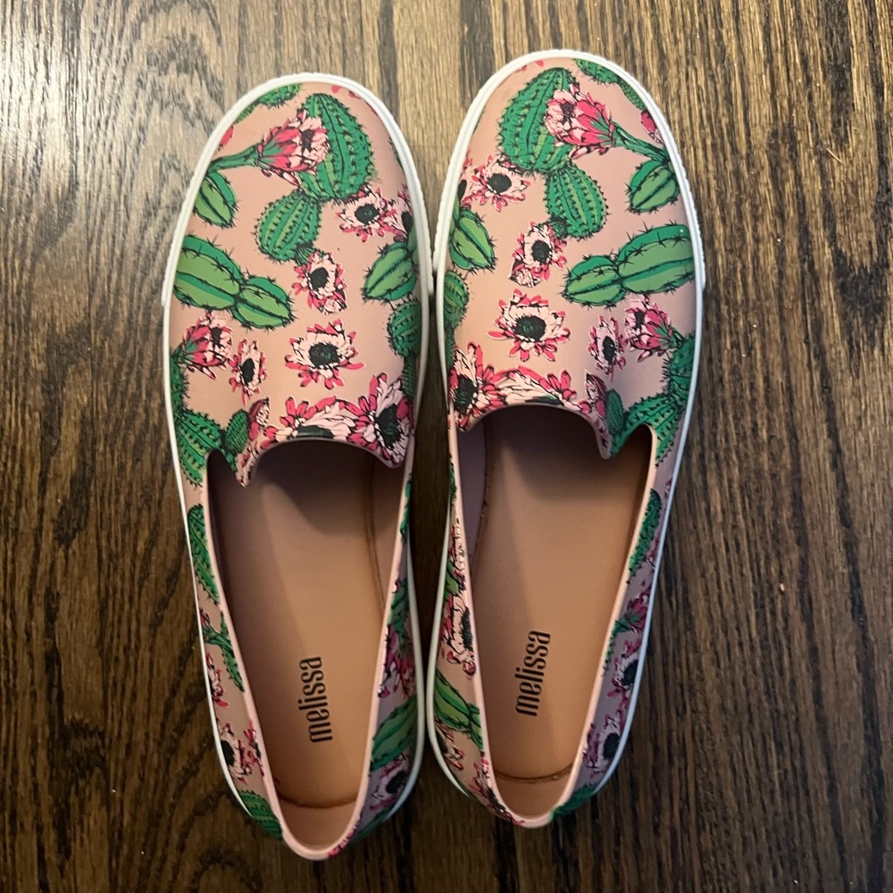 Melissa Pink Cactus Print Slip-On Shoes